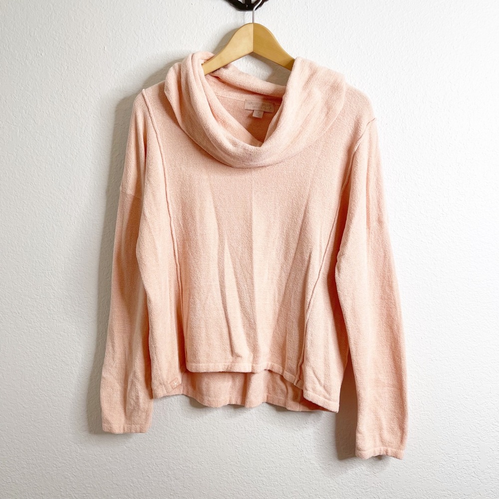 Barefoot Dreams CozyChic Ultra Lite Cowl Neck Pullover Peach Pink Medium